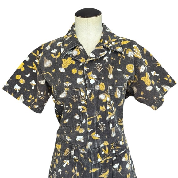 Rare Big Bud Press Short Sleeve Jumpsuit in Cookbook Print Brown Medium - Picture 4 of 16